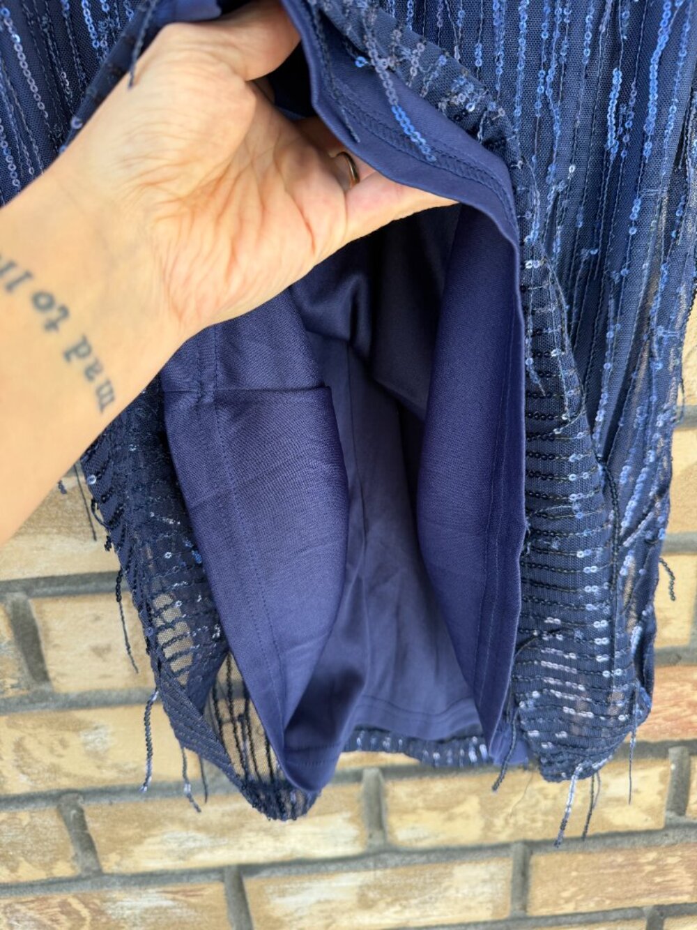 Yumi Dripping Sequin Tunic Dress Navy Blue Sparkly Mini Party Cocktail NWT 4 - Picture 5 of 12